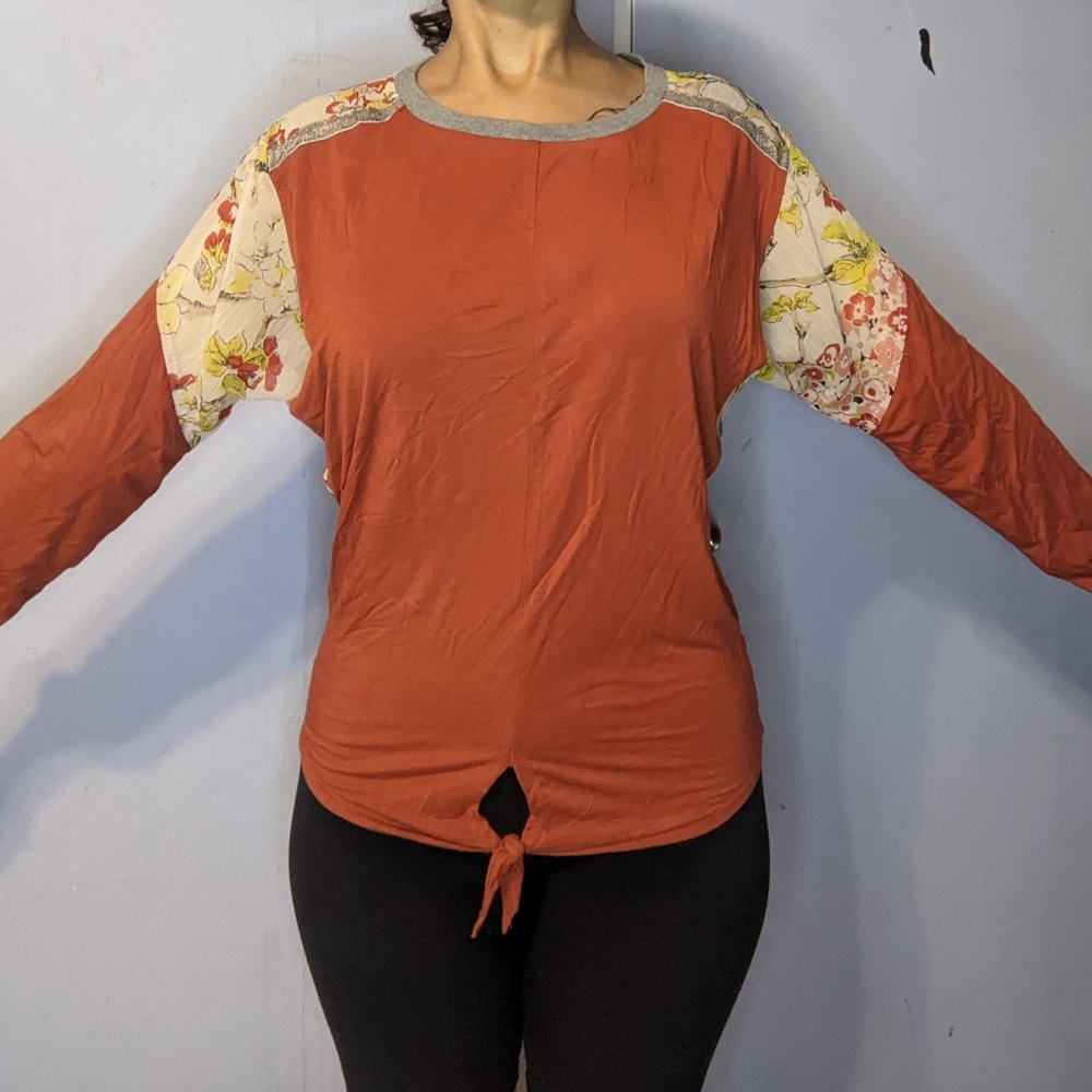 Tie-front long sleeve Anthropologie top